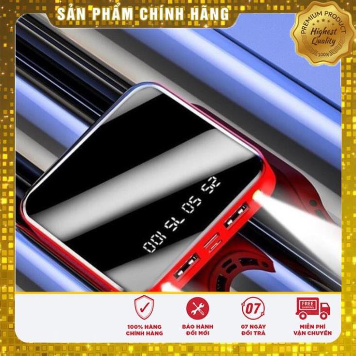 [CAO CẤP]-Sạc dự phòng mặt kính , 2 đèn pin và hiển thị % pin