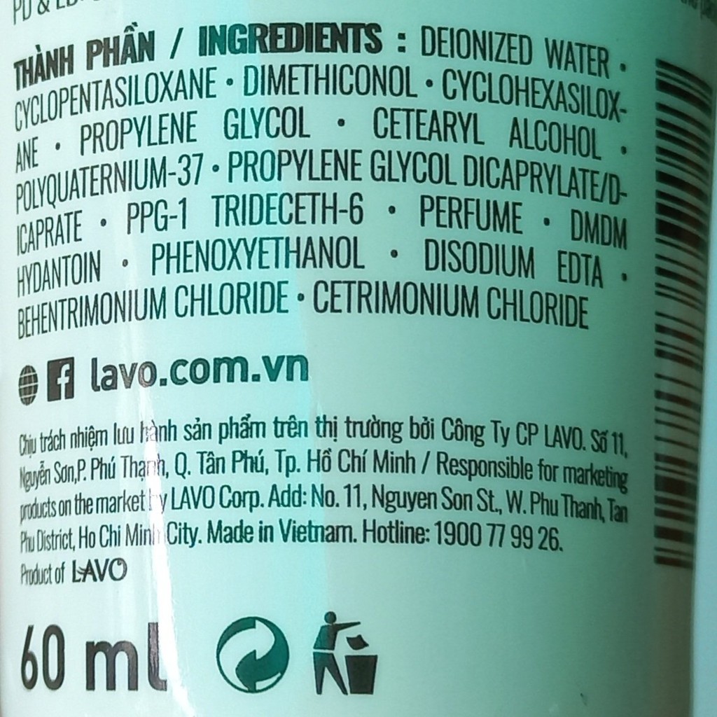 [60ml] Serum dưỡng tóc Lavox Nano Complex Hair Balm bảo vệ tóc chắc khỏe, bóng mượt chống Oxy hóa phục hồi khô xơ, chẻ