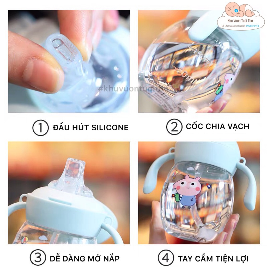 Bình tập uống chống sặc mỏ vịt an toàn cho bé từ 6 tháng tuổi 280 ml