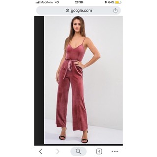 Jumpsuits nhung Hồng f21