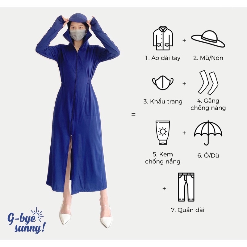 Áo chống nắng toàn thân, áo chống nắng dáng dài chống tia uv- mã A06 | BigBuy360 - bigbuy360.vn