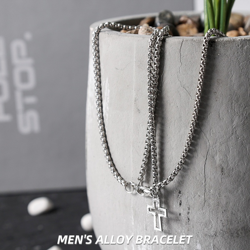 Vòng Tay Chuỗi Đôi Hình Thánh Giá Phong Cách Retro Cho Nam