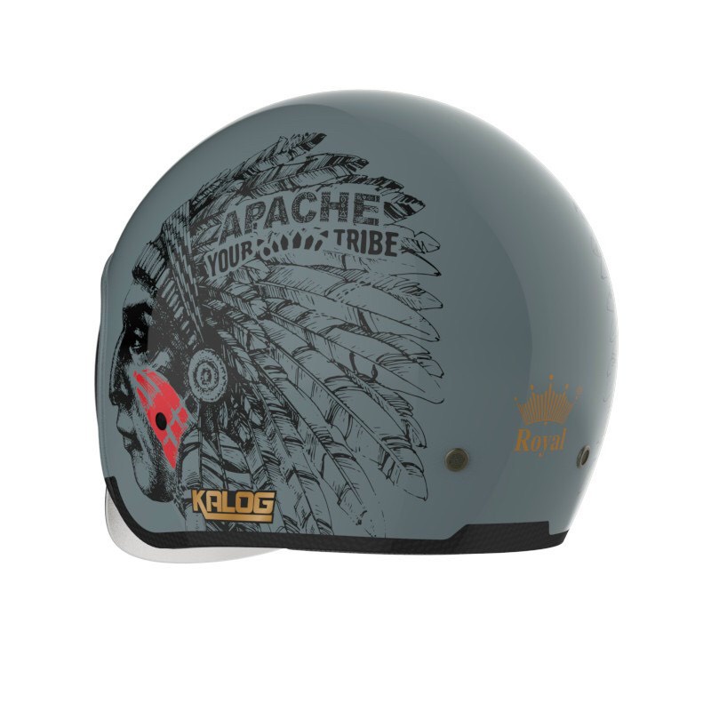 Mũ bảo hiểm Royal M139 xám xi măng tem APACHE, kính âm