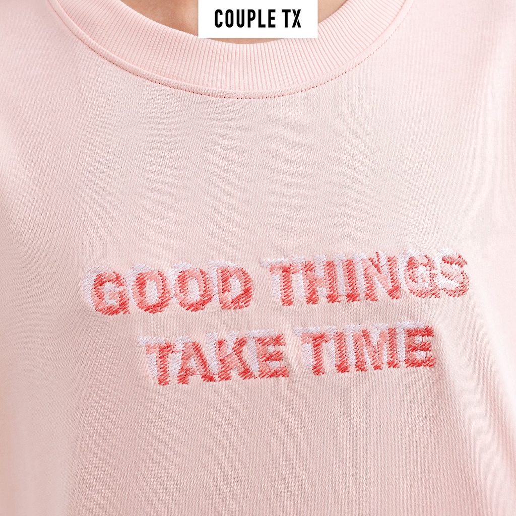 Áo Thun Nữ Couple TX Xẻ Tà Typo Thêu WTS 2168