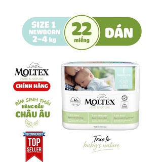 Bỉm/tã dán moltex new born size 2-4kg 22 miếng