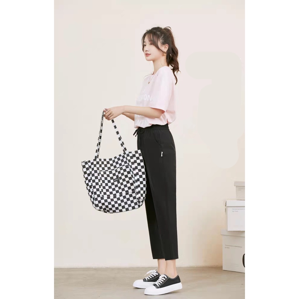 Quần đũi nữ baggy cạp chun dài CHAT vải đũi nhật Q140