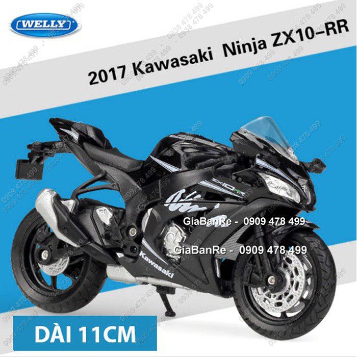 Xe Mô Hình Moto Kawasaki ZX-10R - Welly - Tỉ Lệ 1:18 - Đen - 8845