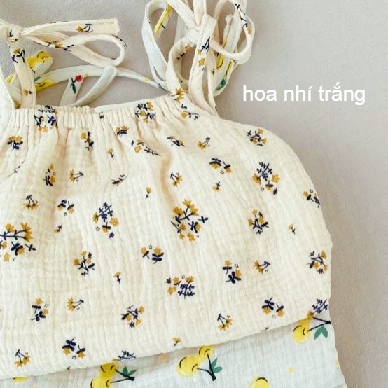 Đồ bộ bé gái từ 4-14kg vải xô muslin QATE757 - Đồ bộ cho bé gái quần áo 2 dây QATE908