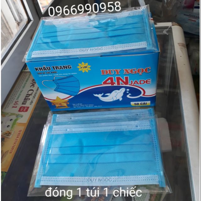Khẩu trang y tế 4 lớp đóng 1 túi 1 chiếc duy ngọc hộp 50 chiếc hàng đẹp