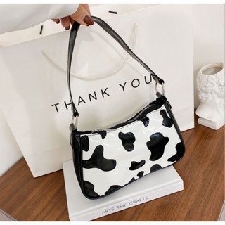 Túi Xách Nữ, Túi Kẹp Nách Hoạ Tiết Bò Sữa Bằng Da Sang Trọng
