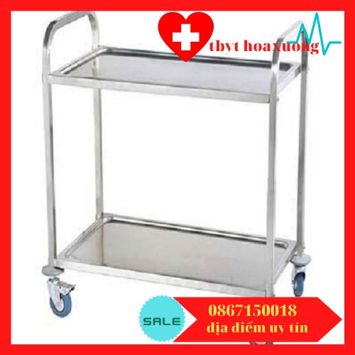 (Nowship)Xe Đẩy Inox 2 Tầng- Xe Tiêm Inox 2 Tầng Thiết bị phòng khám,Spa