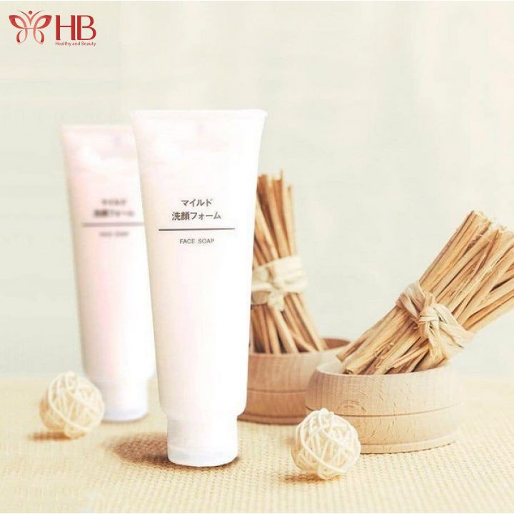 Sữa rửa mặt Muji Face Soap dịu nhẹ 100g Nhật Bản và rửa mặt tẩy tế bào chết Muji Face Soap Scrub