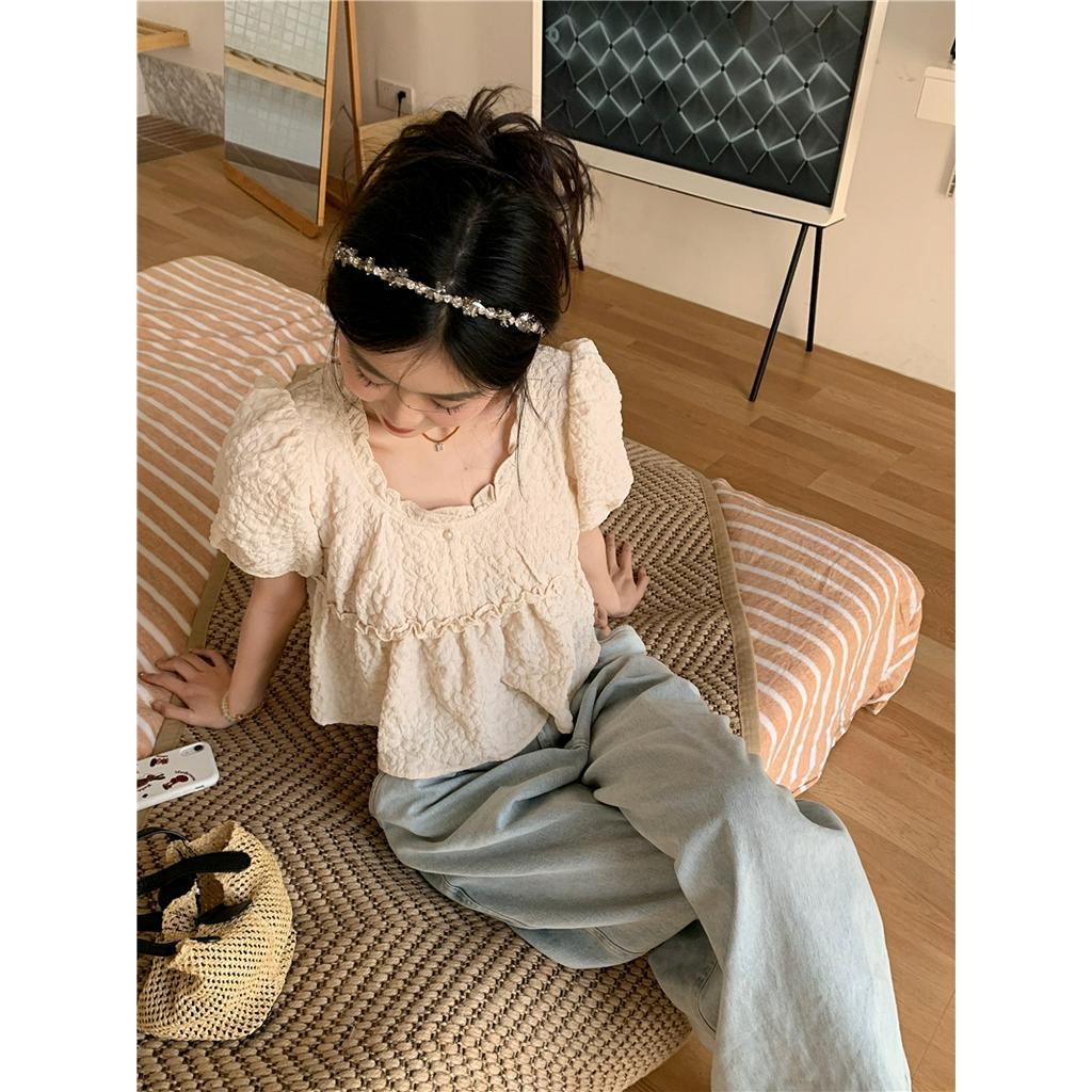 Áo Sơ Mi Vải Jacquard Ngắn Tay Thời Trang Sành Điệu 63064