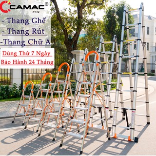 Thang Nhôm Ghế Hàn Quốc 3 4 5 6 7 bậc , Thang Rút đơn, Rút đôi chữ A Cao cấp Chính Hãng CAMAC Freeship tặng Cáp iphone