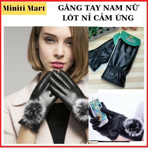 [RẺ VÔ ĐỊCH] Găng Tay Da Cảm Ứng Nam Nữ Chống Nước,Chống Lạnh, Găng Tay Da Lót Nỉ Cảm Ứng Smart Phone