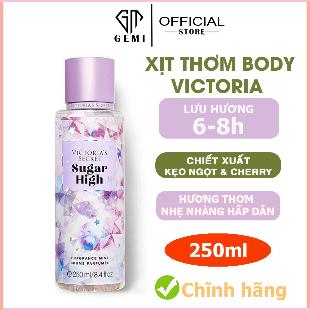 Xịt Thơm Body 💞𝑭𝒓𝒆𝒆𝒔𝒉𝒊𝒑💖 Xịt Thơm Toàn Thân Victoria's Secret 🍬 SUGAR HIGH 🍬 Body Mist 250ml - Xịt BODY