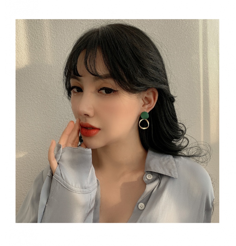 Bông tai tròn xi mạ bạc kiểu dáng đơn giản phong cách Hàn Quốc cho nữ