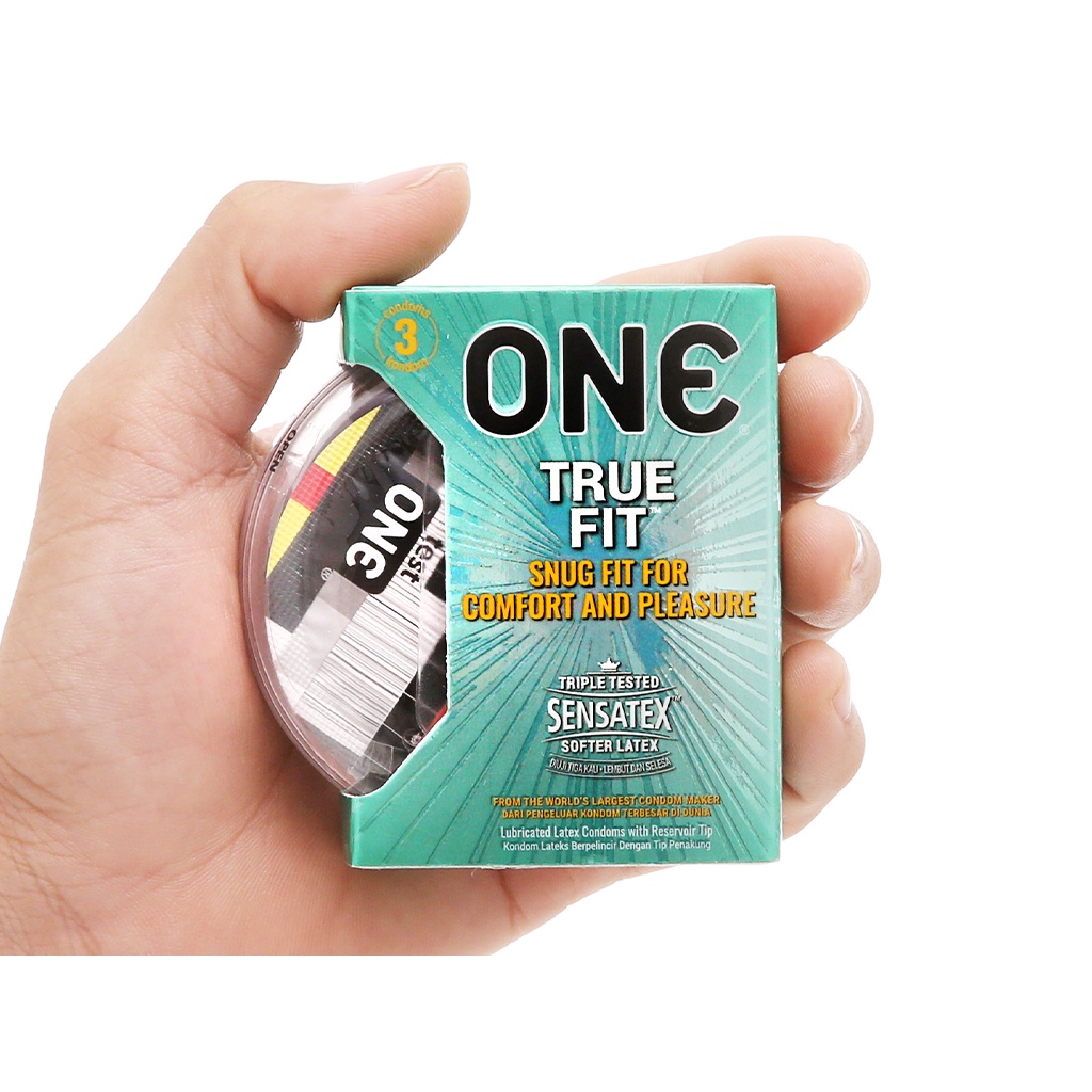 Bcs size nhỏ 49mm gia đình chính hãng cao cấp ONE CONDOM TRUE FIT hộp 3 cái xịn thơm ôm sát giá rẻ che tên khi giao hàng