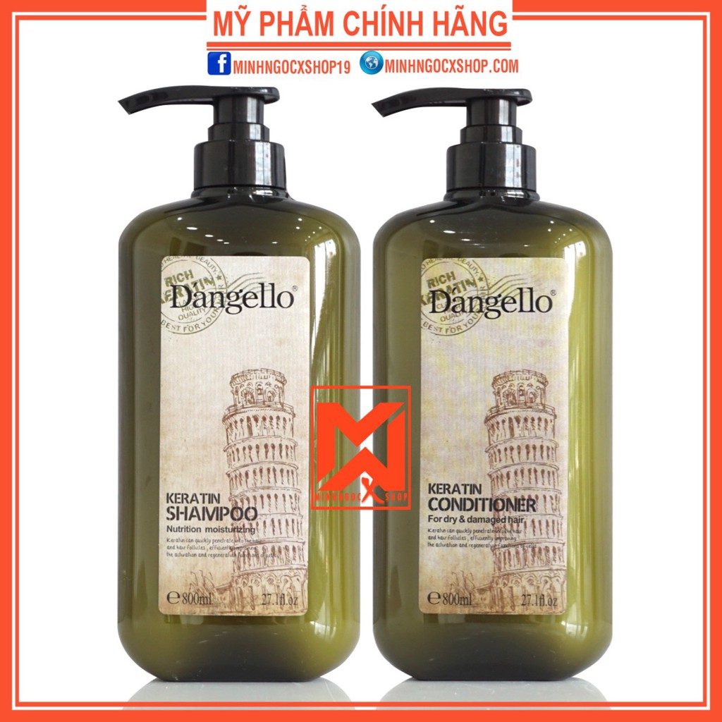 DA'NGELLO DẦU GỘI XẢ KERATIN DANGELLO SIỀU MƯỢT 800ML CHÍNH HÃNG