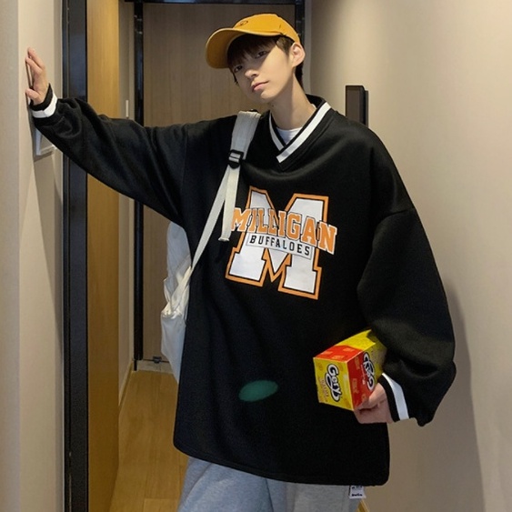 v neck sweater hàn quốc unisex áo len thời trang áo dài tay áo sweater form rộng tiếng Nhật áo sweater nỉ fashion áo nỉ sweater nữ