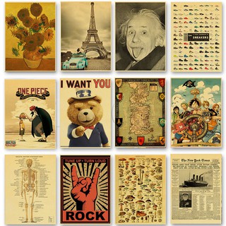 Poster Giấy Kraft Treo Tường Trang Trí Phong Cách retro