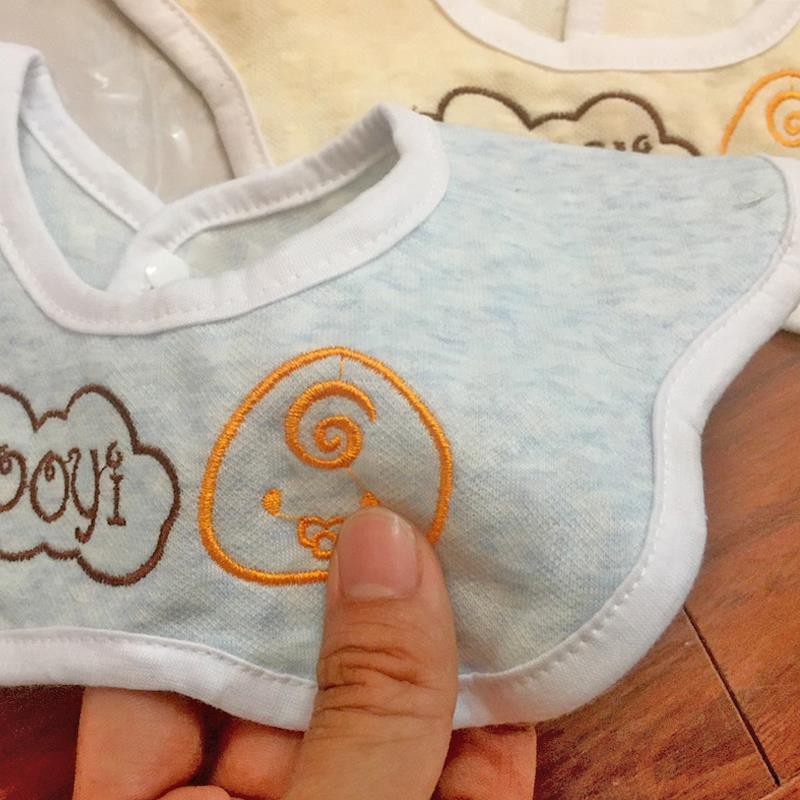 Yếm ăn dặm cho bé vải cotton sợi tre Wooyi hình hoa chống thấm siêu nhẹ set 3 cái