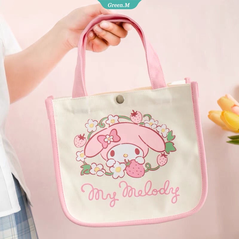 Sanrio My Melody Túi Xách Đeo Vai Canvas Họa Tiết Hoạt Hình Dễ Thương Thời Trang Cho Nữ