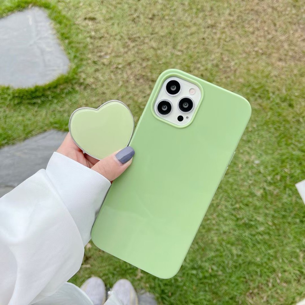 Ốp lưng màu xanh lá mùa hè kèm giá đỡ thích hợp cho Iphone 11 12promax Se 2020 11promax