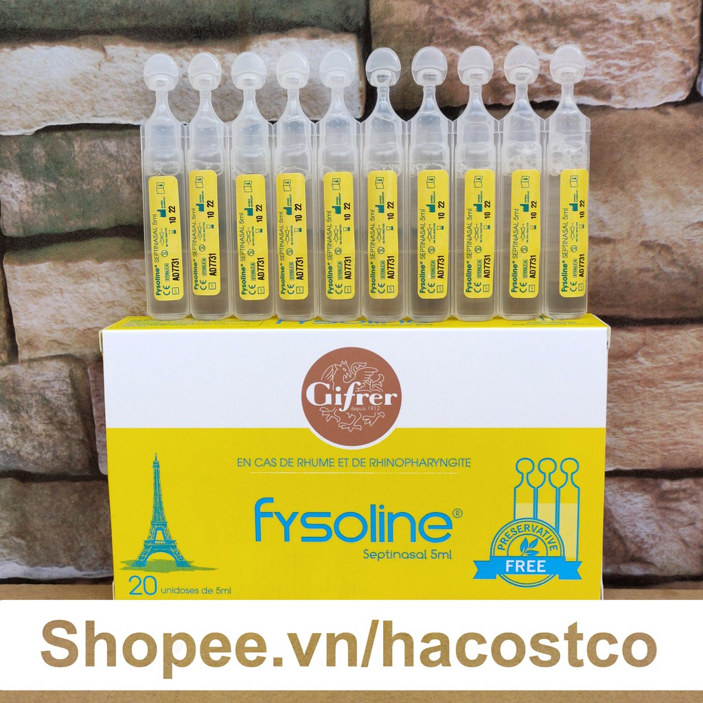 Dung dịch Nước Muối Sinh Lý Gifrer FYSOLINE Vàng kháng khuẩn Septinasal 5ml hộp 20 ống - Vàng