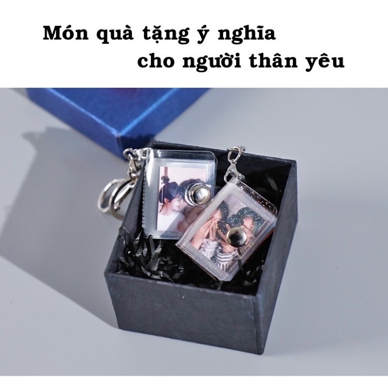 Móc khóa album ảnh mini free in ảnh theo yêu cầu dễ thương độc lạ, móc chìa khoá xe máy