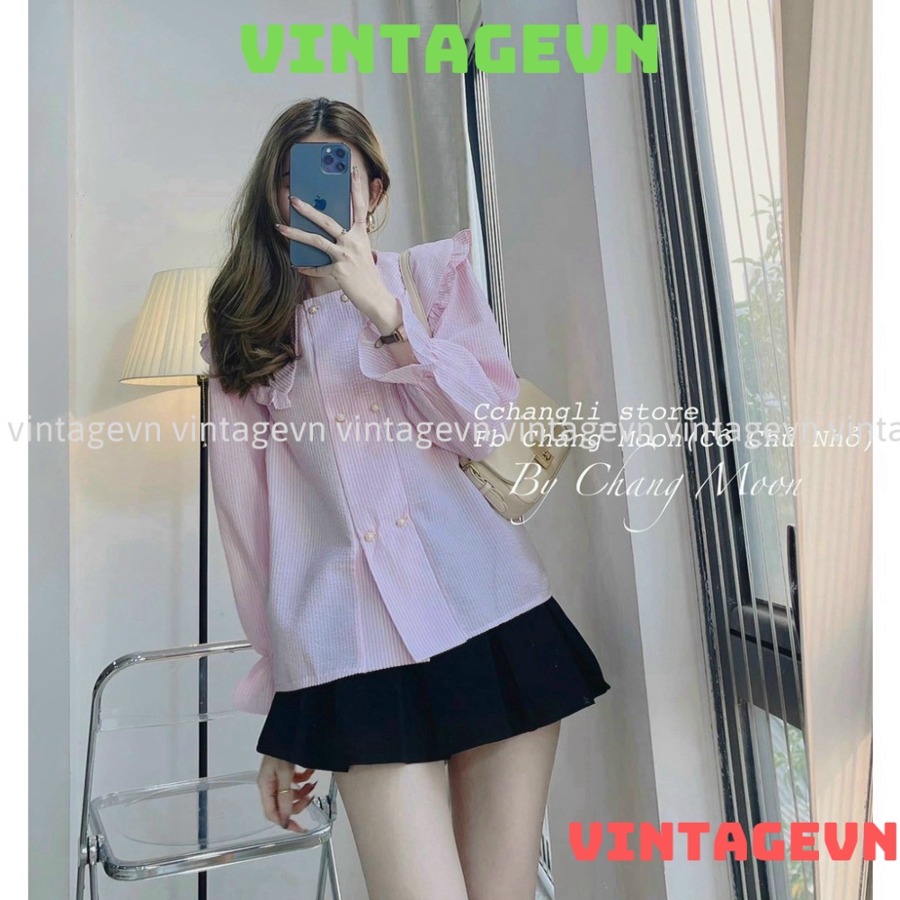 áo babydoll tay bèo 2 màu hàng đẹp HA0005 vintagevn | BigBuy360 - bigbuy360.vn