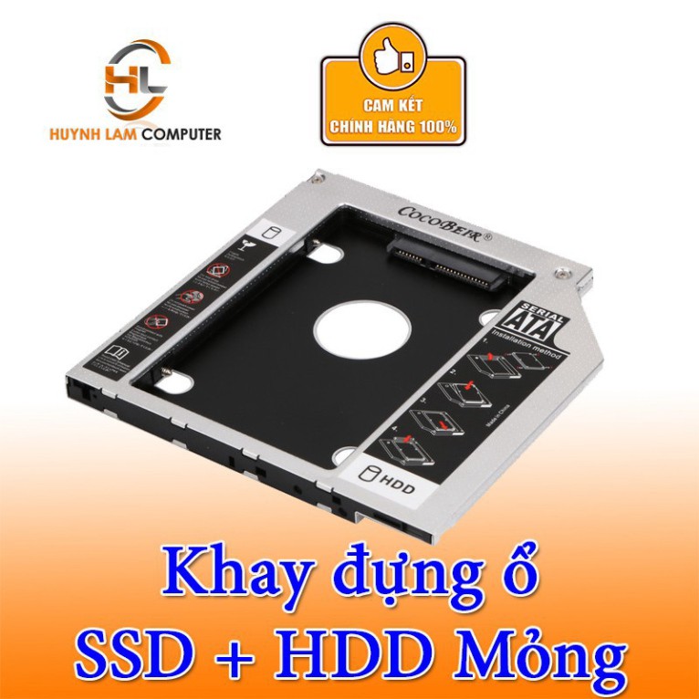 AS2 ME Khay ổ cứng laptop Caddy Bay SATA 3.0 9.5mm Mỏng gắn thêm ổ cứng cho Laptop 13 AS2