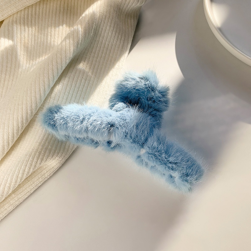 Cặp kẹp tóc càng cua hàn quốc phủ lông vũ hot trend cho nữ dễ thương cute dài 11cm