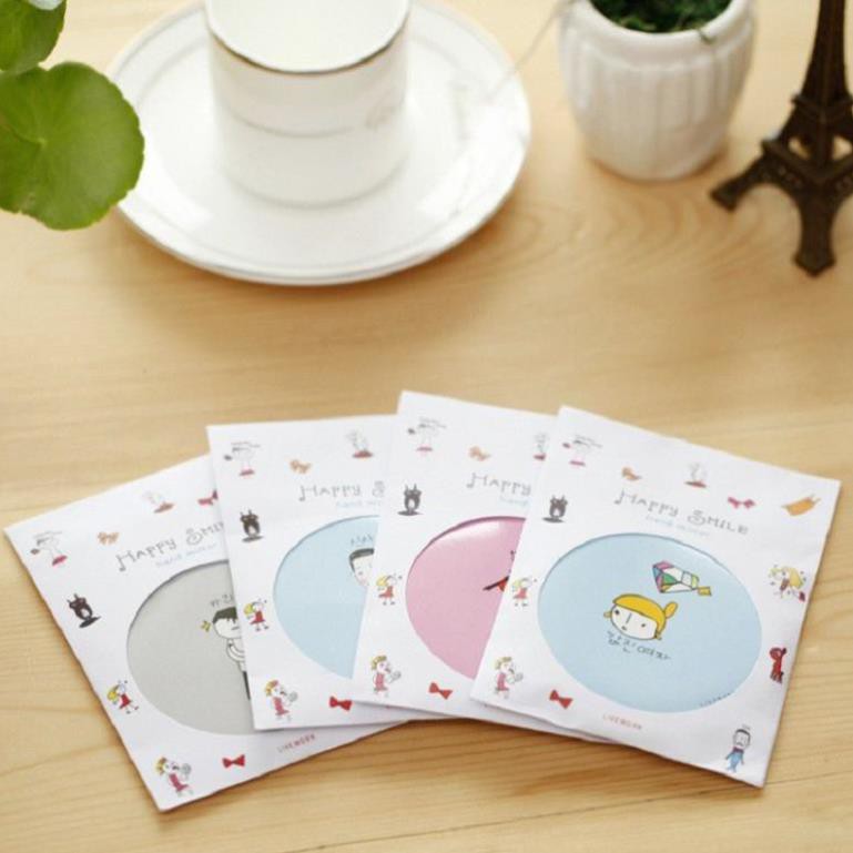 Gương trang điểm mini siêu cute cầm tay bỏ túi Hàn Quốc tiện lợi viền kim loại Yasan