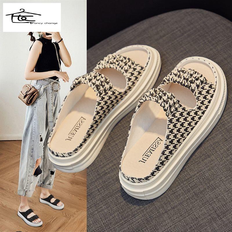 Dép Sandal Hở Mũi Vải Canvas Co Giãn Thời Trang Mùa Hè