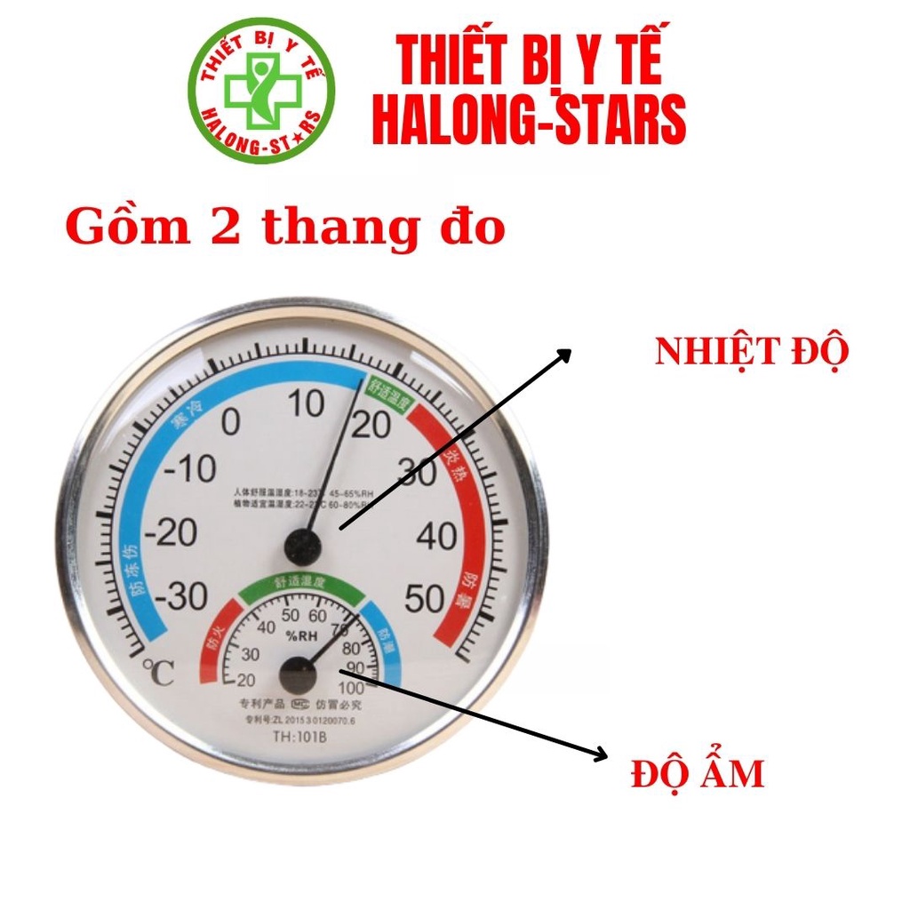 Nhiệt ẩm kế cơ học đo độ ẩm và nhiệt độ TANAKA TH101E,Thermometer TH101B. Ẩm kế để bàn hoặc treo tường [Halongstar]