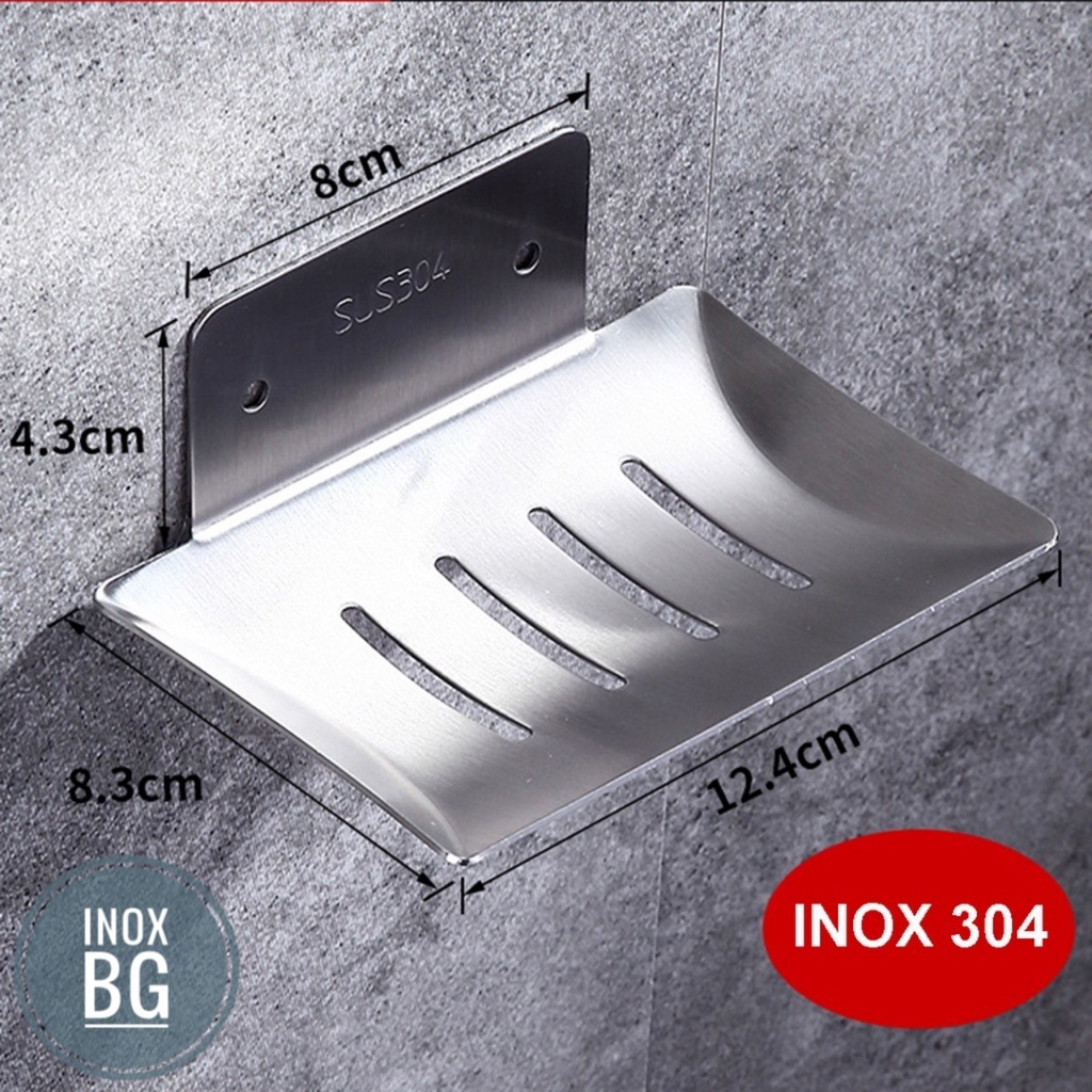 [INOX304] Khay đựng xà phòng tắm inox 304 mờ dán tường hoặc khoan tường (có kèm keo dán và vít bắt tường)