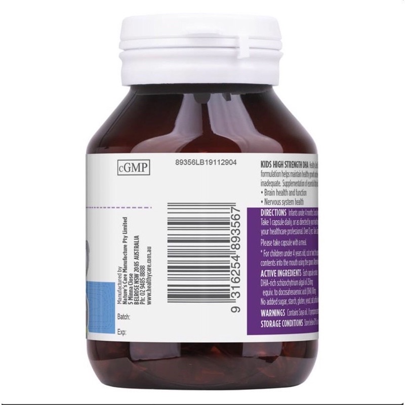 Viên uống DHA HeathyCare 60 viên hàng nội địa Úc