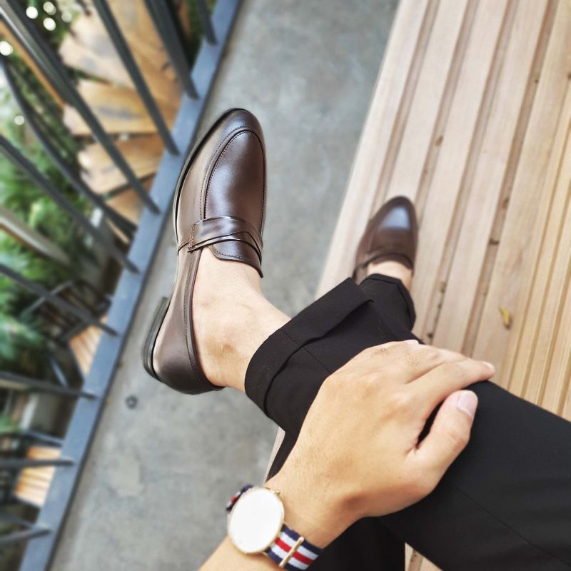 Giày Lười Loafer Tăng Chiều Cao Da Bò Nguyên Tấm Santoro Mã TCM575