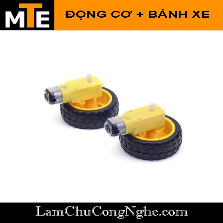 COMBO Động Cơ Vàng Giảm Tốc + Gá + Bánh Xe Cao Su Robot Mô Hình