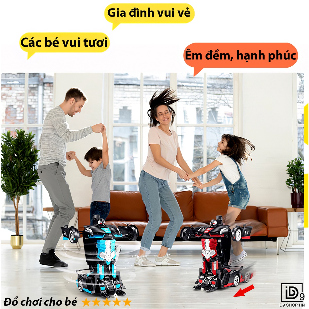 Ô tô điều khiển từ xa biến hình Robot, Robot biến hình có nhạc và đèn sinh động, Có sạc Pin, D9 shop