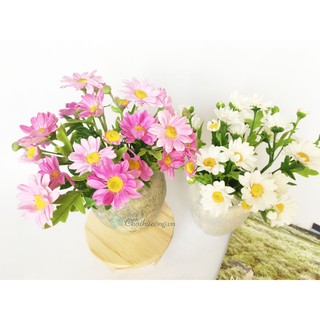 Hoa đất sét nhật thái - Bụi cúc họa mi handmade size M đủ hoa nụ lá trang trí decor handmade, phụ kiện chụp ảnh