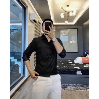 Áo Sơ Mi Nam Trắng Đen Trơn
