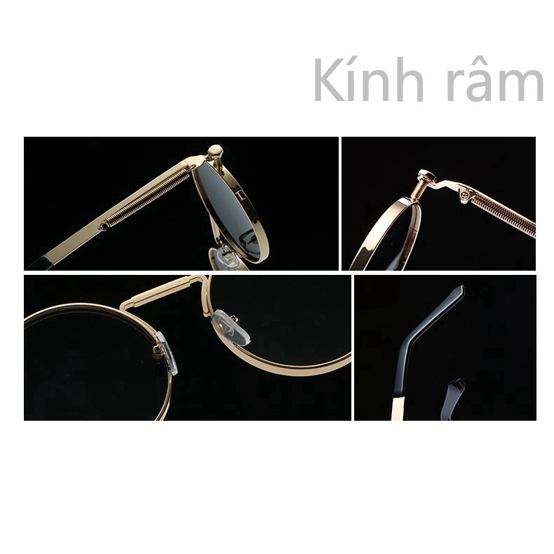 Kính mát hình tròn gọng kim loại chống nắng UV400 cá tính dành cho nam