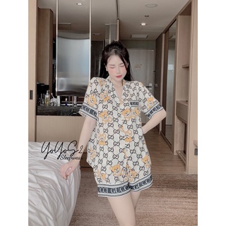 ĐỒ BỘ PYJAMA CỘC ĐÙI MANGO VIỀN VIC- YY9