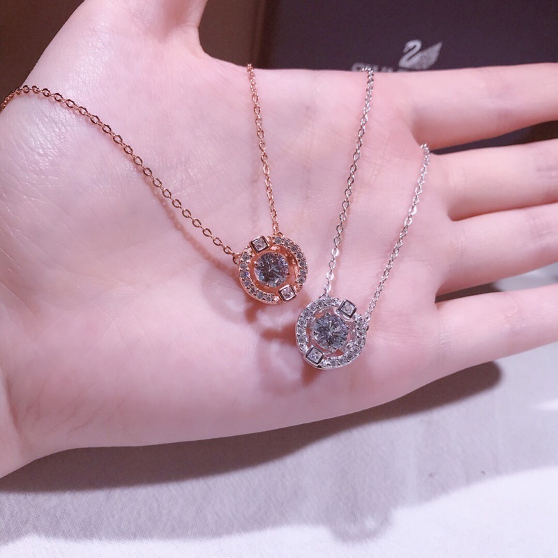 Swarovski Dây Chuyền Mạ Bạc 925 Mặt Trái Tim Xinh Xắn Cho Nữ