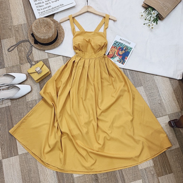 ĐẦM MAXI VÀNG HỞ LƯNG | BigBuy360 - bigbuy360.vn