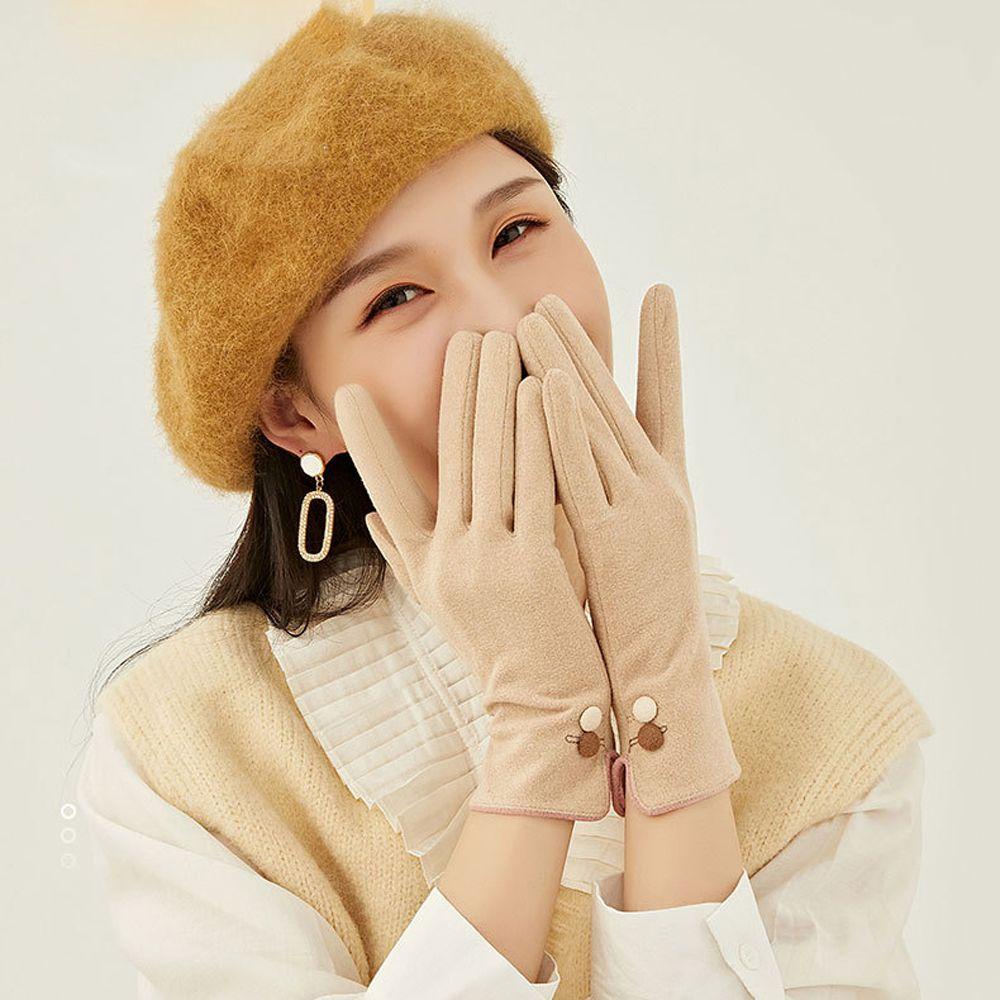 Găng Tay Nhung Ngắn Màu Trơn Giữ Ấm Chống Gió Mùa Đông Cho Nữ