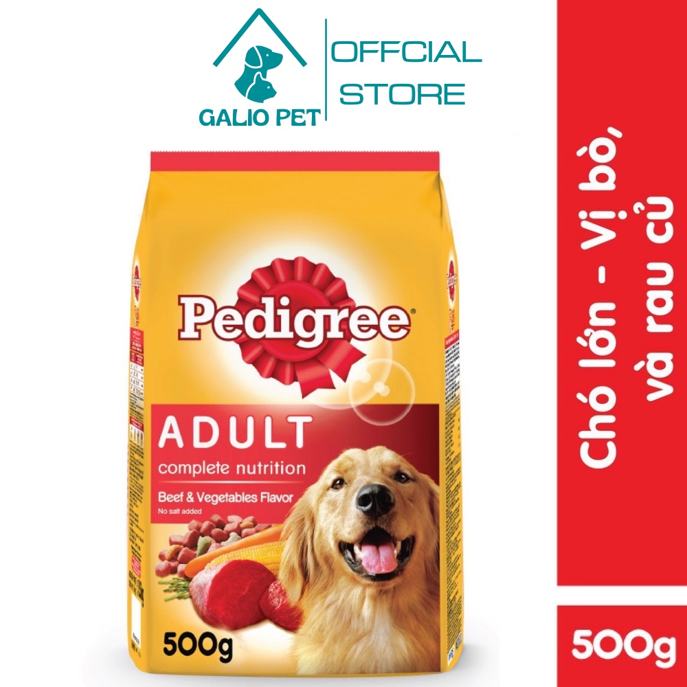 PEDIGREE® Thức ăn cho chó lớn dạng hạt vị bò và rau củ 500g (1 túi)