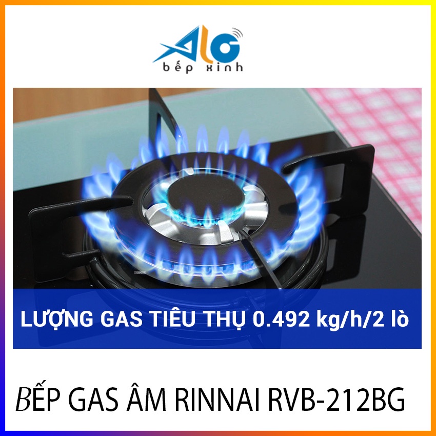 Bếp gas âm Rinnai RVB-212BG - Có ngắt gas tự động - Đánh lửa IC - BH 2 năm - Alo Bếp Xinh